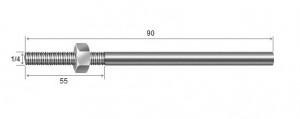 Haste Telha + Porca 1/4 x 90 R55 mm Inox-316 - 10 peas